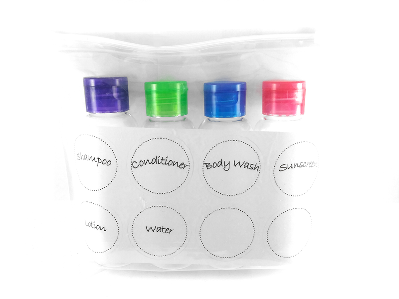 TRONWIRE Set of 4 Premium TSA Approved Travel Size Plastic Leak Proof Empty Bottle Set With Flip Top Caps & Resealable Zip Bag - 3 Ounce