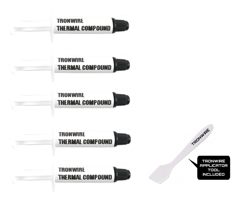 TRONWIRE High Performance Heatsink Thermal Paste Grease Compound For All CPU Coolers With Easy To Apply Syringe & Applicator Tool - 5-Pack 0.5 Gram