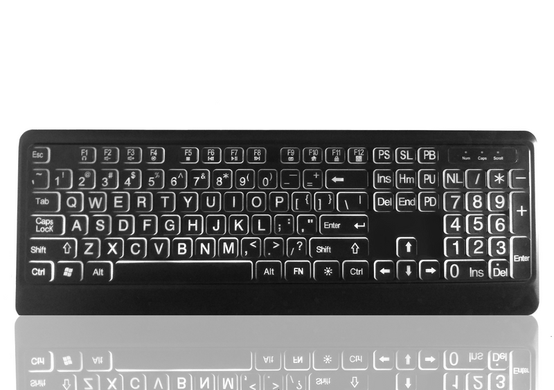 TRONWIRE LED White Backlit Illuminated Large Print Letter Wired USB 104 Keys Standard Full Size Keyboard For Desktop PC Computer