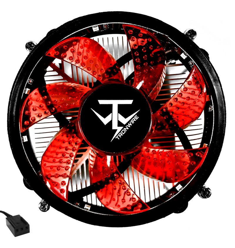 TRONWIRE TW-37 Red LED Intel Core i3 i5 i7 i9 Socket 1200 1151 1150 1155 1156 3-Pin CPU Cooler With Aluminum Heatsink & Copper Core Base & 3.5-Inch Fan For Desktop PC Computer