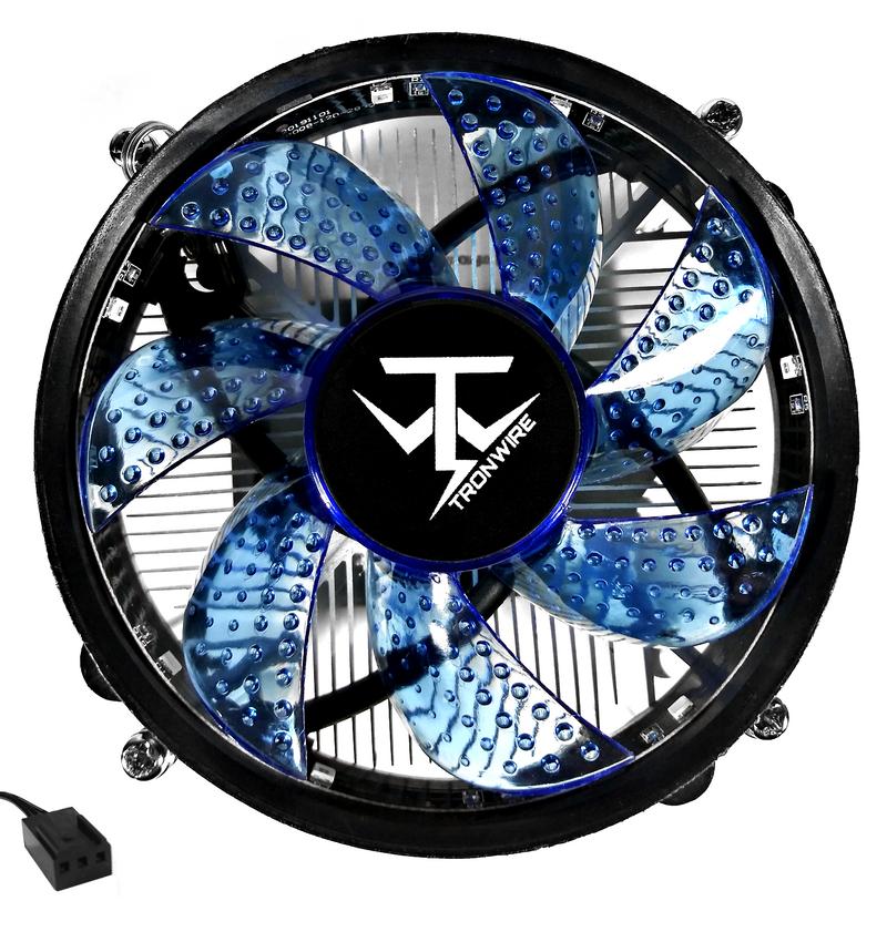 TRONWIRE TW-10 Blue LED Intel Core i3 i5 i7 i9 Socket 1200 1151 1150 1155 1156 3-Pin CPU Cooler With Aluminum Heatsink & 3.62-Inch Fan With Thermal Paste