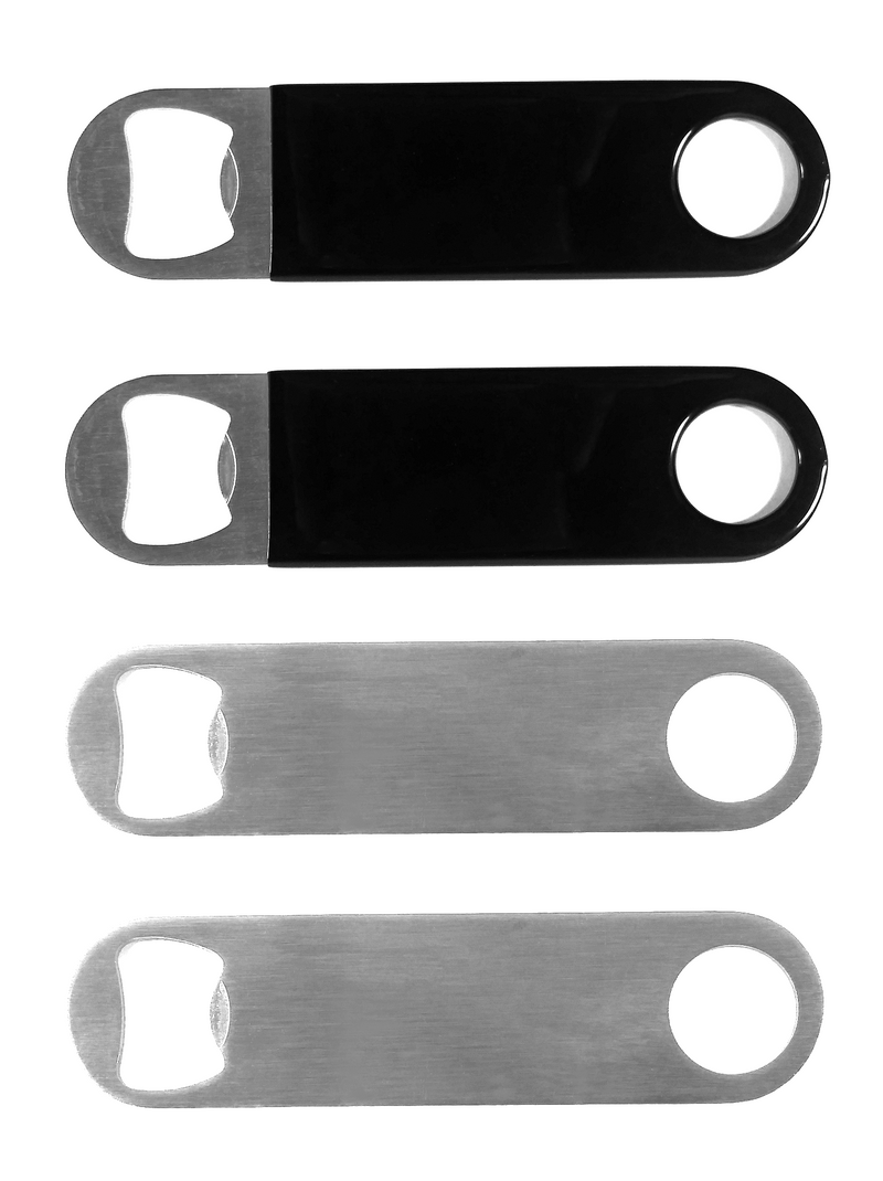 TRONWIRE Set Of 4 Premium Heavy Duty Black Coated Stainless Steel Flat Speed Bartender Bottle Openers