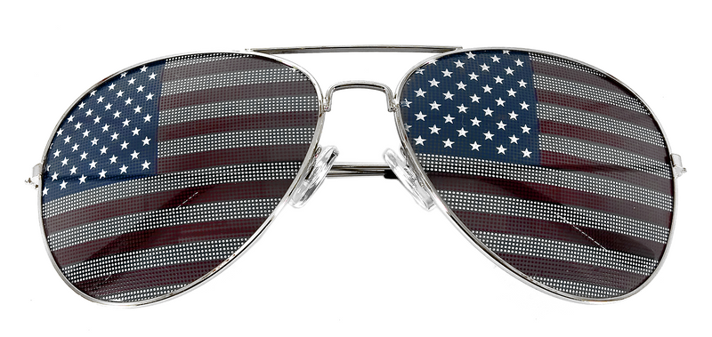 TRONWIRE USA American Flag Patriotic Aviator Pilot Metal Frame Sunglasses